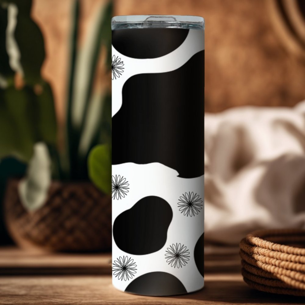 Black Cow Print 20 Oz Stainless Steel Tumbler
